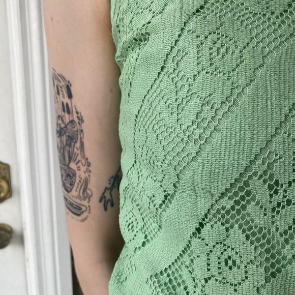 1960s Mint Green Lace Mini Mod Dress - Picture 4 of 4
